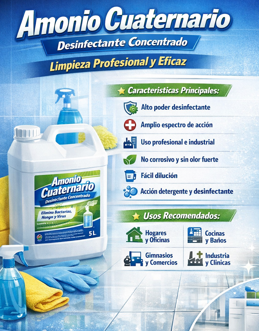 Amonio Cuaternario Desinfectante Concentrado 1 litro | Limpieza Profesional y Eficaz