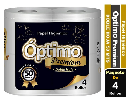 Papel Higienico doble hoja Optimo 4 royos 50 metros