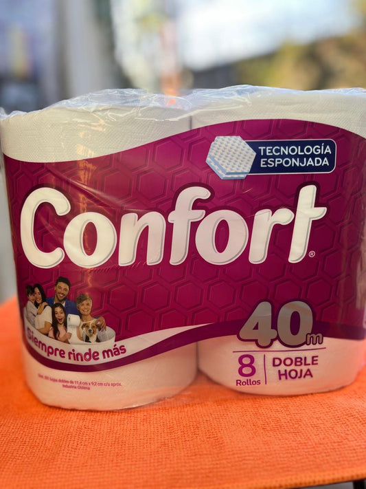 Papel Higiénico Confort 8 rollos de 40 metros