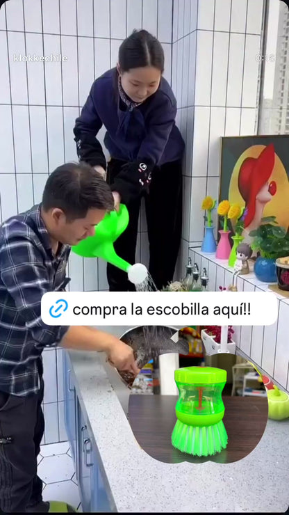 Escobilla para Lavar la Loza con Contenedor de Detergente Integrado